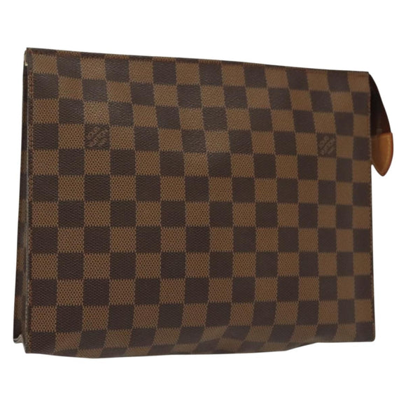 LOUIS VUITTON Damier Ebene Posh Toilette 26 Pouch N47543 LV Auth 137581