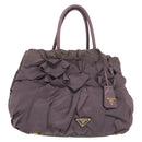 PRADA Hand Bag Nylon Purple Gold Auth 137586-1