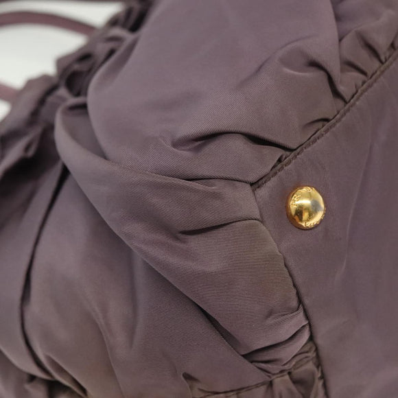 PRADA Hand Bag Nylon Purple Gold Auth 137586