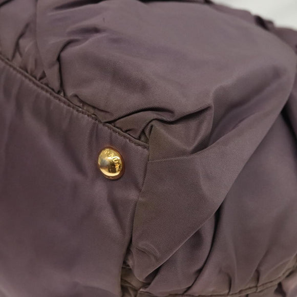 PRADA Hand Bag Nylon Purple Gold Auth 137586