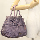 PRADA Hand Bag Nylon Purple Gold Auth 137586-23