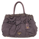 PRADA Hand Bag Nylon Purple Gold Auth 137586-13