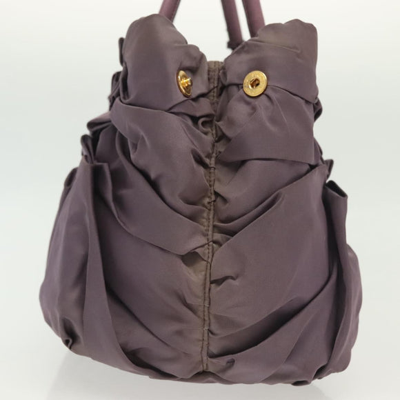 PRADA Hand Bag Nylon Purple Gold Auth 137586