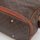 CELINE Macadam Canvas Hand Bag PVC Leather Brown Gold Auth 137588-12