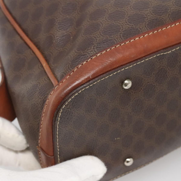 CELINE Macadam Canvas Hand Bag PVC Leather Brown Gold Auth 137588