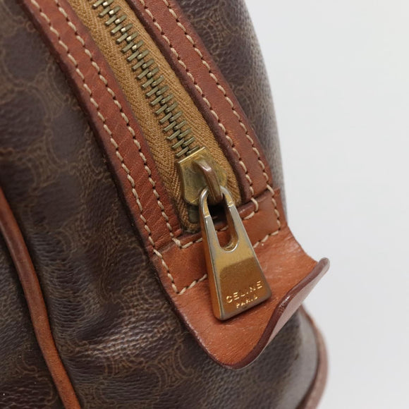 CELINE Macadam Canvas Hand Bag PVC Leather Brown Gold Auth 137588