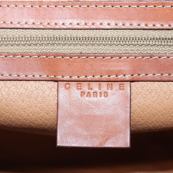 CELINE Macadam Canvas Hand Bag PVC Leather Brown Gold Auth 137588