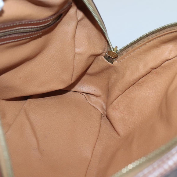 CELINE Macadam Canvas Hand Bag PVC Leather Brown Gold Auth 137588