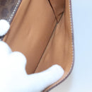 CELINE Macadam Canvas Hand Bag PVC Leather Brown Gold Auth 137588-20