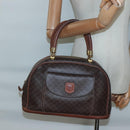 CELINE Macadam Canvas Hand Bag PVC Leather Brown Gold Auth 137588-22