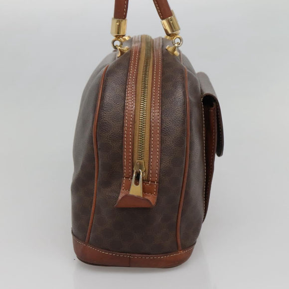 CELINE Macadam Canvas Hand Bag PVC Leather Brown Gold Auth 137588