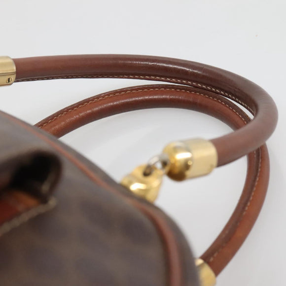 CELINE Macadam Canvas Hand Bag PVC Leather Brown Gold Auth 137588