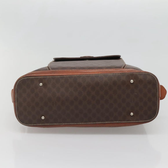 CELINE Macadam Canvas Hand Bag PVC Leather Brown Gold Auth 137588