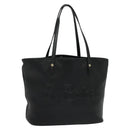 BVLGARI Tote Bag Leather Black Gold Auth 137590-1