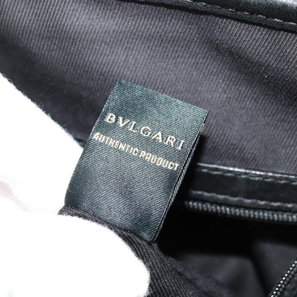 BVLGARI Tote Bag Leather Black Gold Auth 137590