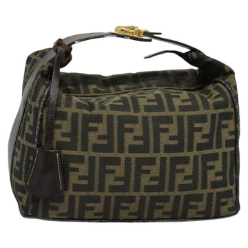 FENDI Zucca Canvas Vanity bag Pouch Brown Black gold Auth 137591