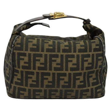 FENDI Zucca Canvas Vanity bag Pouch Brown Black gold Auth 137591 - 0