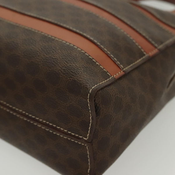 CELINE Macadam Canvas Hand Bag PVC Leather Brown Gold Auth 137605