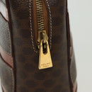 CELINE Macadam Canvas Hand Bag PVC Leather Brown Gold Auth 137605-17
