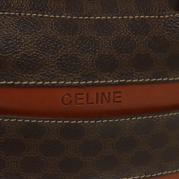 CELINE Macadam Canvas Hand Bag PVC Leather Brown Gold Auth 137605