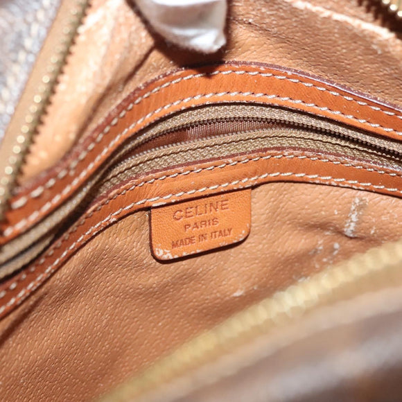 CELINE Macadam Canvas Hand Bag PVC Leather Brown Gold Auth 137605