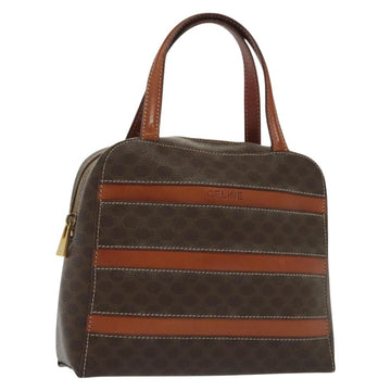 CELINE Macadam Canvas Hand Bag PVC Leather Brown Gold Auth 137605