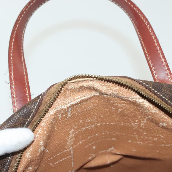 CELINE Macadam Canvas Hand Bag PVC Leather Brown Gold Auth 137605