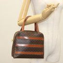 CELINE Macadam Canvas Hand Bag PVC Leather Brown Gold Auth 137605-23