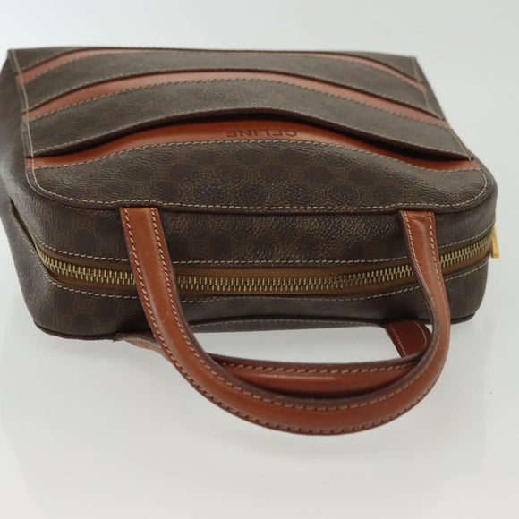 CELINE Macadam Canvas Hand Bag PVC Leather Brown Gold Auth 137605