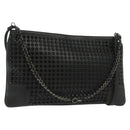 Christian Louboutin Studs Chain Shoulder Bag Leather Black Silver Auth 137606-1