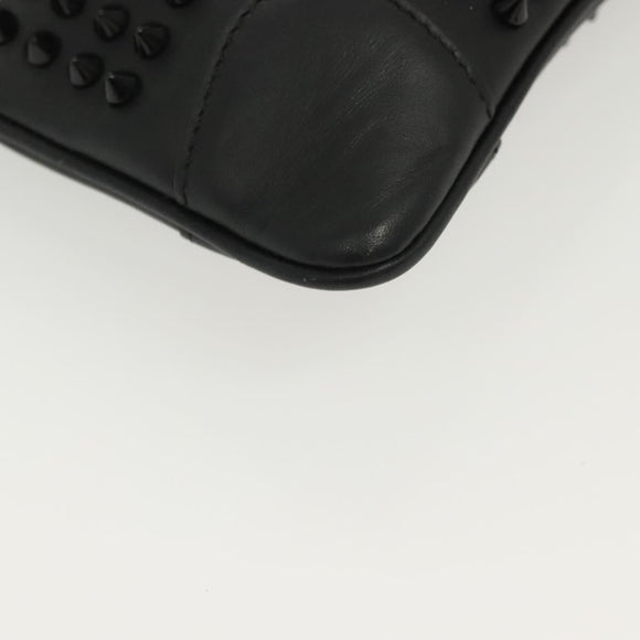 Christian Louboutin Studs Chain Shoulder Bag Leather Black Silver Auth 137606