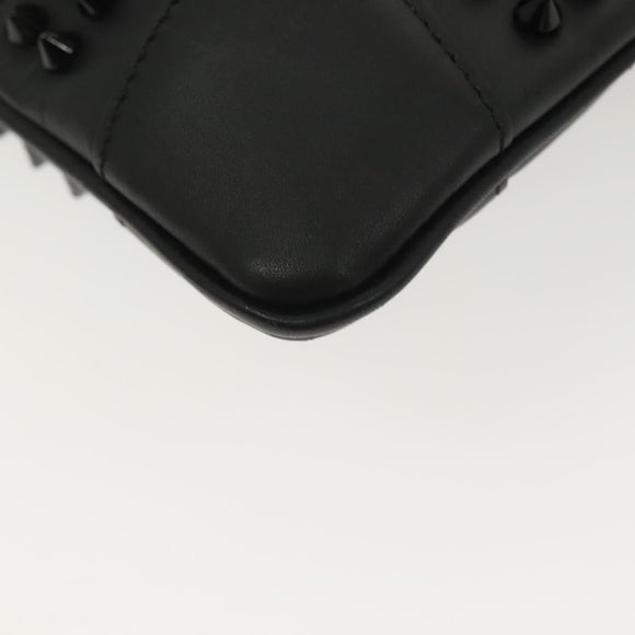 Christian Louboutin Studs Chain Shoulder Bag Leather Black Silver Auth 137606