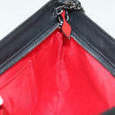 Christian Louboutin Studs Chain Shoulder Bag Leather Black Silver Auth 137606-19