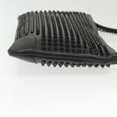 Christian Louboutin Studs Chain Shoulder Bag Leather Black Silver Auth 137606-4