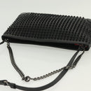 Christian Louboutin Studs Chain Shoulder Bag Leather Black Silver Auth 137606-6