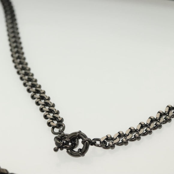 Christian Louboutin Studs Chain Shoulder Bag Leather Black Silver Auth 137606