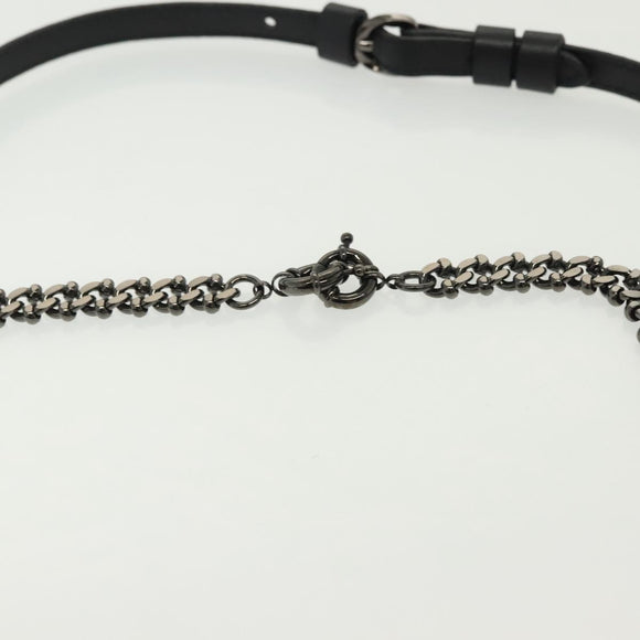 Christian Louboutin Studs Chain Shoulder Bag Leather Black Silver Auth 137606