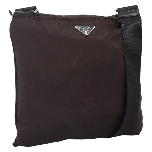 PRADA Shoulder Bag Nylon Black Silver Auth 137625