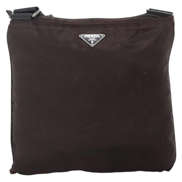 PRADA Shoulder Bag Nylon Black Silver Auth 137625