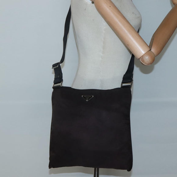 PRADA Shoulder Bag Nylon Black Silver Auth 137625