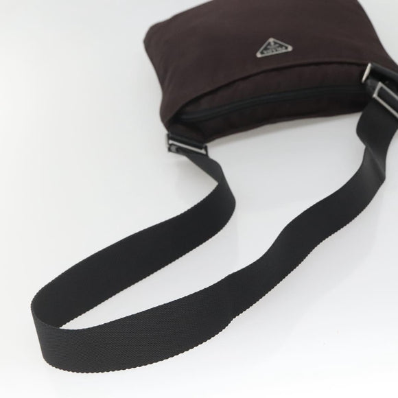 PRADA Shoulder Bag Nylon Black Silver Auth 137625