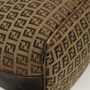 FENDI Zucchino Canvas Shoulder Bag Beige Brown Auth 137627-16