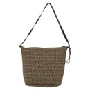 FENDI Zucchino Canvas Shoulder Bag Beige Brown Auth 137627-2