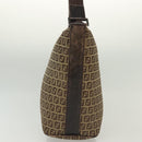 FENDI Zucchino Canvas Shoulder Bag Beige Brown Auth 137627-3