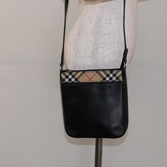 BURBERRY Shoulder Bag Leather Black Auth 137630