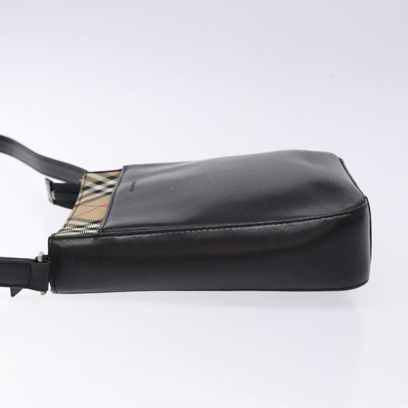 BURBERRY Shoulder Bag Leather Black Auth 137630