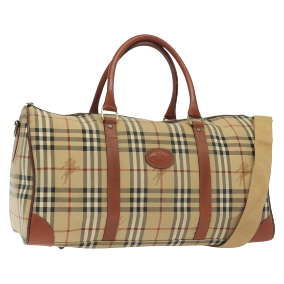 Burberrys Nova Check Boston Bag PVC 2way Beige Auth 137639
