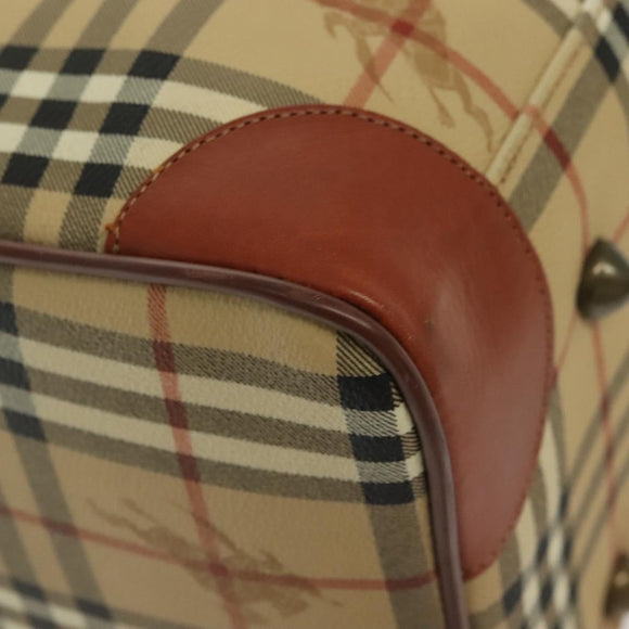Burberrys Nova Check Boston Bag PVC 2way Beige Auth 137639
