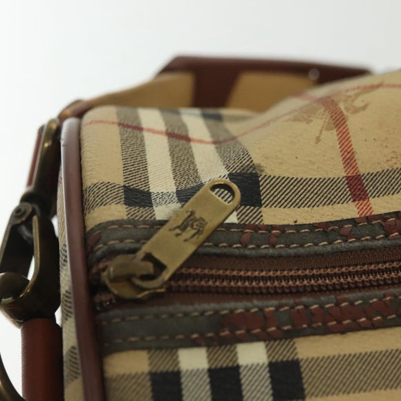 Burberrys Nova Check Boston Bag PVC 2way Beige Auth 137639