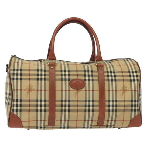 Burberrys Nova Check Boston Bag PVC 2way Beige Auth 137639